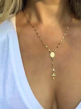 Virgin Mary Christian Cross Bohemian Cute Necklace